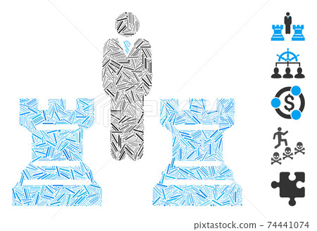 Line Collage Chess Strategy Icon Line Collage Chess Strategy Icon 74441074