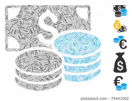 Line Collage Cash Icon Line Collage Cash Icon 74441092