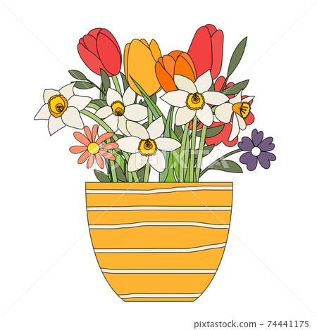 Abstract Hand Drawn trendy design background with flowers. Vector Illustration. EPS10 74441175