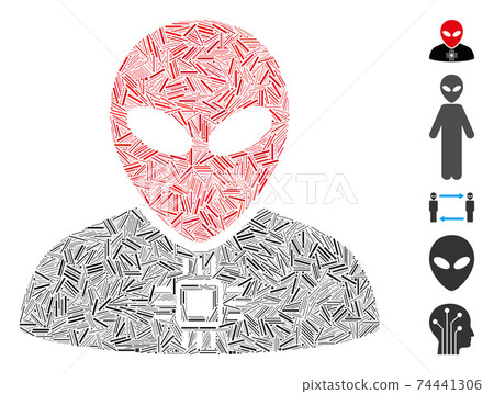 Line Mosaic Alien Cyborg Icon 74441306