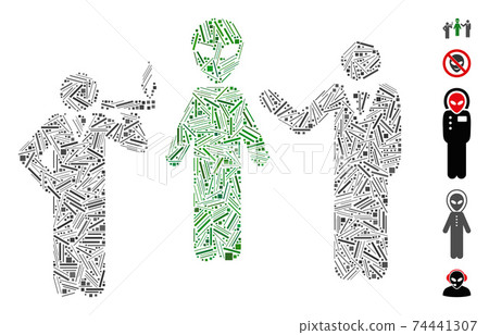 Line Collage Alien Contacts Icon 74441307