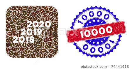 Bicolor 10000 Distress Seal Stamp with Coffee... - Stock Illustration ...