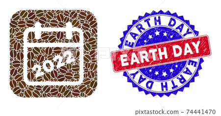 Bicolor Earth Day Distress Stamp with Coffee Grain Stencil Mosaic 2022 Calendar Page Bicolor Earth Day Distress Stamp with Coffee Grain Stencil Mosaic 2022 Calendar Page 74441470