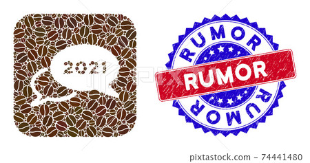 Bicolor Rumor Grunge Rubber Stamp with Coffee Beans Stencil Mosaic 2021 Webinar 74441480