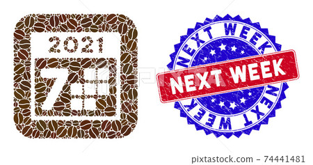 Bicolor Next Week Grunge Stamp and Coffee Seeds Stencil Mosaic 2021 Year 7 Days Bicolor Next Week Grunge Stamp and Coffee Seeds Stencil Mosaic 2021 Year 7 Days 74441481