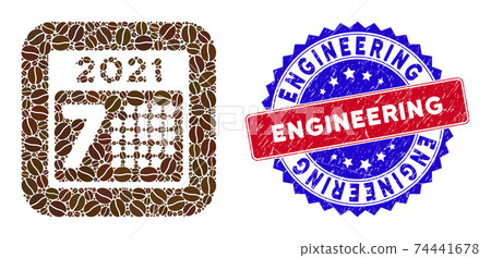 Bicolor Engineering Grunge Seal and Coffee Grain Subtracted Mosaic 2021 Year 7Th Day 74441678