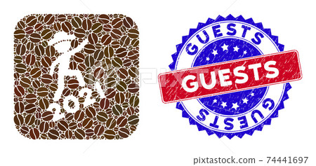 Bicolor Guests Distress Seal Stamp with Coffee Beans Inverted Mosaic Gentleman Climbing 2021 74441697