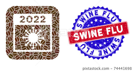 Bicolor Swine Flu Textured Rubber Stamp with Coffee Seeds Stencil Mosaic 2022 Covid Calendar Page 74441698