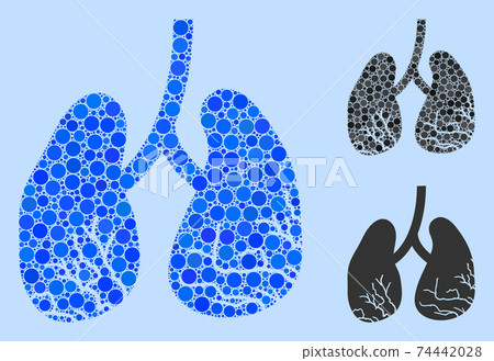 Rounded Dot Lung Cancer Icon Collage - Stock Illustration [74442028 ...