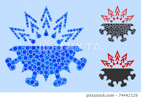 Circle Coronavirus Structure Icon Collage Circle Coronavirus Structure Icon Collage 74442129