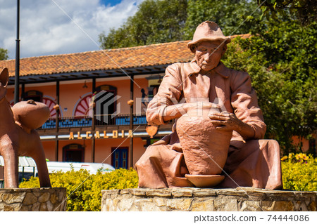 Beautiful Raquira city main square.The city of pots, Colombia Beautiful Raquira city main square.The city of pots, Colombia 74444086