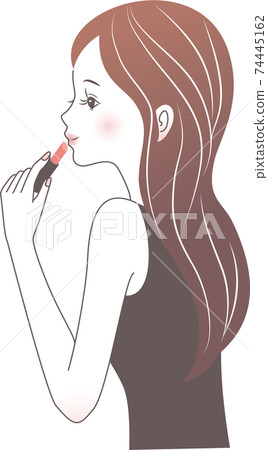 應用口紅的女人 74445162