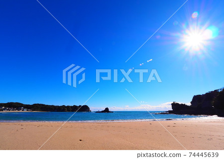 Moriya Beach Illuminated By The Sun Stock Photo