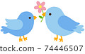 Two blue birds and flowers 74446507