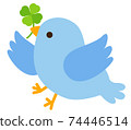 Flying blue bird and clover 74446514