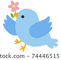 Flying blue birds and flowers 74446515