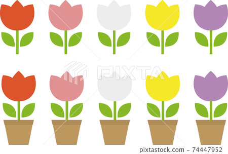 A set of simple and cute tulips 74447952