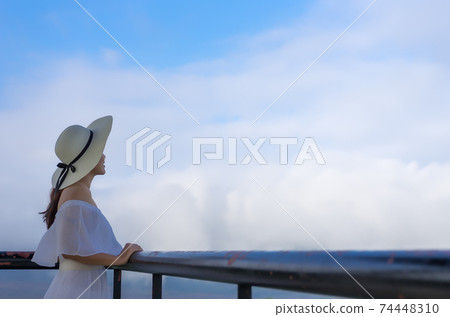 Woman at viewpoint. Woman at viewpoint. 74448310