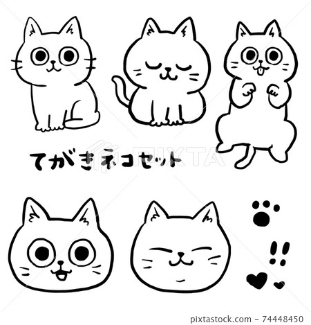 Monochrome handwritten cat set Monochrome handwritten cat set 74448450