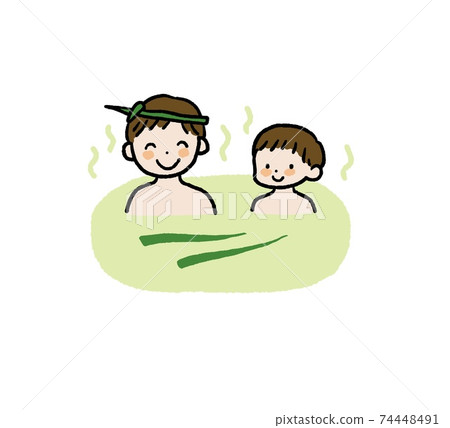 Illustration of a child entering the iris bath 74448491