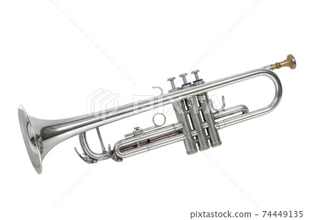 a classical wind musical instrument trumpet cornet isolated on white background 74449135