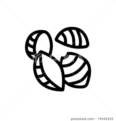 Conchiglie pasta icon vector isolated on white background Conchiglie pasta icon vector isolated on white background 74449193