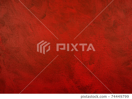 Dark red on black acrylic. Handmade, hand drawn. Abstract painting background. Grunge color painted on canvas. Flat lay, overlay, artwork, display, texture concept. Modern, contemporary art. Original. 74449799