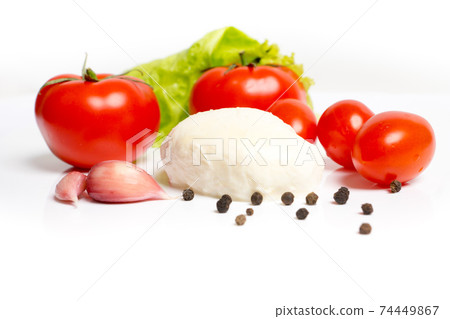 mozzarella tomatoes garlic pepper, salad ingredients 74449867