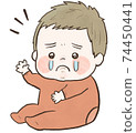 Handwritten baby raising hands while crying 74450441