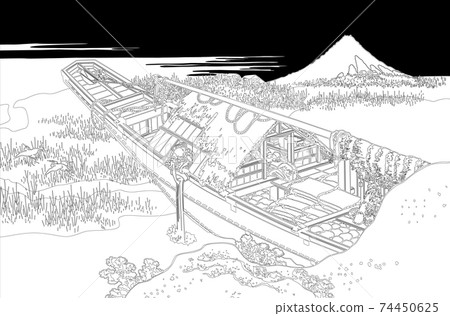 Katsushika Hokusai image Joshu Ushibori line black background Katsushika Hokusai image Joshu Ushibori line black background 74450625