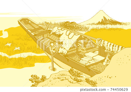 Katsushika Hokusai image Joshu Ushibori gold white background 74450629