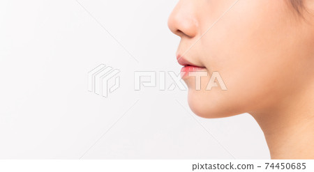 Close up of the beautiful face of Asian women with clean fresh skin. 74450685