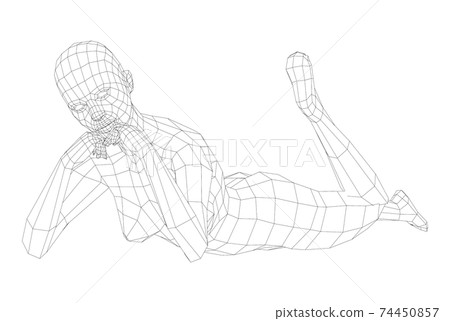 Wireframe girl lies in a sexy pose. Vector Wireframe girl lies in a sexy pose. Vector 74450857