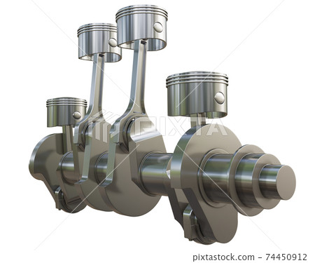 Metal crankshaft and 4 pistons with connecting rods Metal crankshaft and 4 pistons with connecting rods 74450912