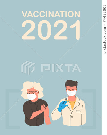 Vaccination Concept Characters - Doctor and Nurse Injecting Vaccine Injection. Vaccine against coronavirus and influenza. Male and female patients. Vector flat illustration EPS 10. Vaccination Concept Characters - Doctor and Nurse Injecting Vaccine Injection. Vaccine against coronavirus and influenza. Male and female patients. Vector flat illustration EPS 10. 74452003