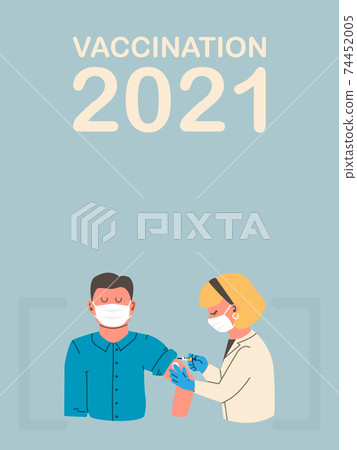 Vaccination Concept Characters - Doctor and Nurse Injecting Vaccine Injection. Vaccine against coronavirus and influenza. Male and female patients. Vector flat illustration EPS 10. Vaccination Concept Characters - Doctor and Nurse Injecting Vaccine Injection. Vaccine against coronavirus and influenza. Male and female patients. Vector flat illustration EPS 10. 74452005