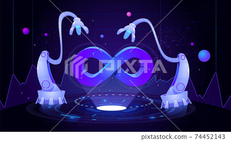 Cartoon illustration of DevOps concept 74452143