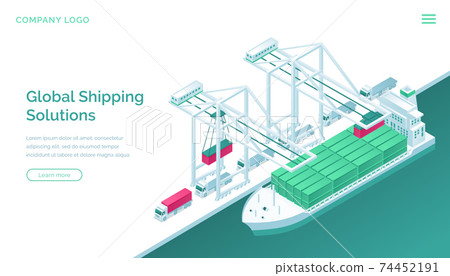 Global shipping solutions isometric landing page 74452191
