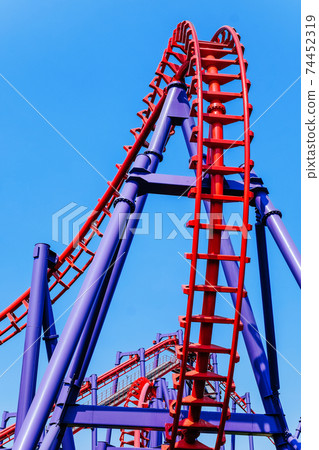 rollercoaster track and the blue sky rollercoaster track and the blue sky 74452319