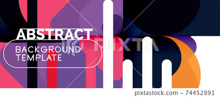 Flat geometric round shapes and dynamic lines, abstract background. Vector illustration for placards, brochures, posters and banners Flat geometric round shapes and dynamic lines, abstract background. Vector illustration for placards, brochures, posters and banners 74452891