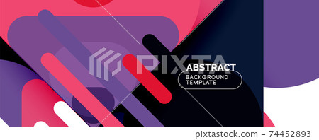Modern geometric round shapes and dynamic lines, abstract background. Vector illustration for placards, brochures, posters and banners Modern geometric round shapes and dynamic lines, abstract background. Vector illustration for placards, brochures, posters and banners 74452893