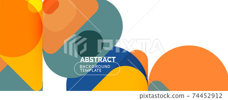 Flat geometric round shapes and dynamic lines, abstract background. Vector illustration for placards, brochures, posters and banners Flat geometric round shapes and dynamic lines, abstract background. Vector illustration for placards, brochures, posters and banners 74452912