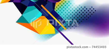 Trendy 3d geometric composition, design template for business or technology presentation, internet poster or web brochure cover 74453493