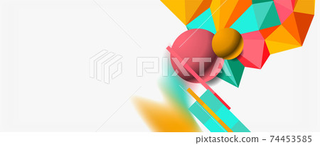 Trendy 3d geometric composition, design template for business or technology presentation, internet poster or web brochure cover 74453585