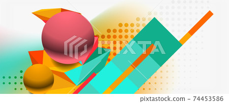 Trendy 3d geometric composition, design template for business or technology presentation, internet poster or web brochure cover 74453586