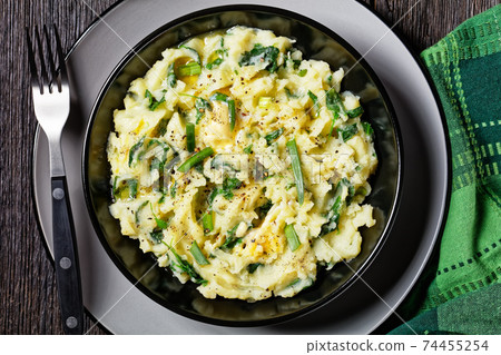 Mashed potato and kale - irish side dish colcannon Mashed potato and kale - irish side dish colcannon 74455254