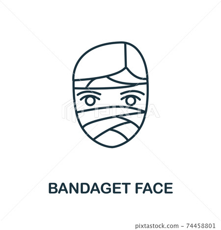 Bandaged Face icon from plastic surgery collection. Simple line element Bandaged Face symbol for templates, web design and infographics 74458801