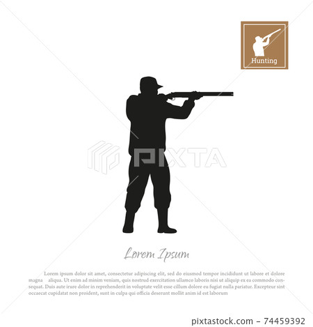 Black silhouette of hunter on white background. Man shooting a gun. Isolated rifleman Black silhouette of hunter on white background. Man shooting a gun. Isolated rifleman 74459392