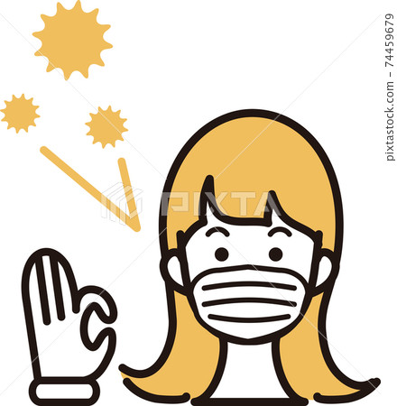 Mask female pollen virus disease prevention hay fever icon illustration 74459679