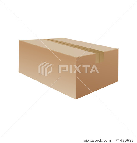 Box. Cardboard box mockup. Mail container. Brown recycling cardboard delivery box or postal parcel packaging, realistic vector illustration isolated on white background 74459683
